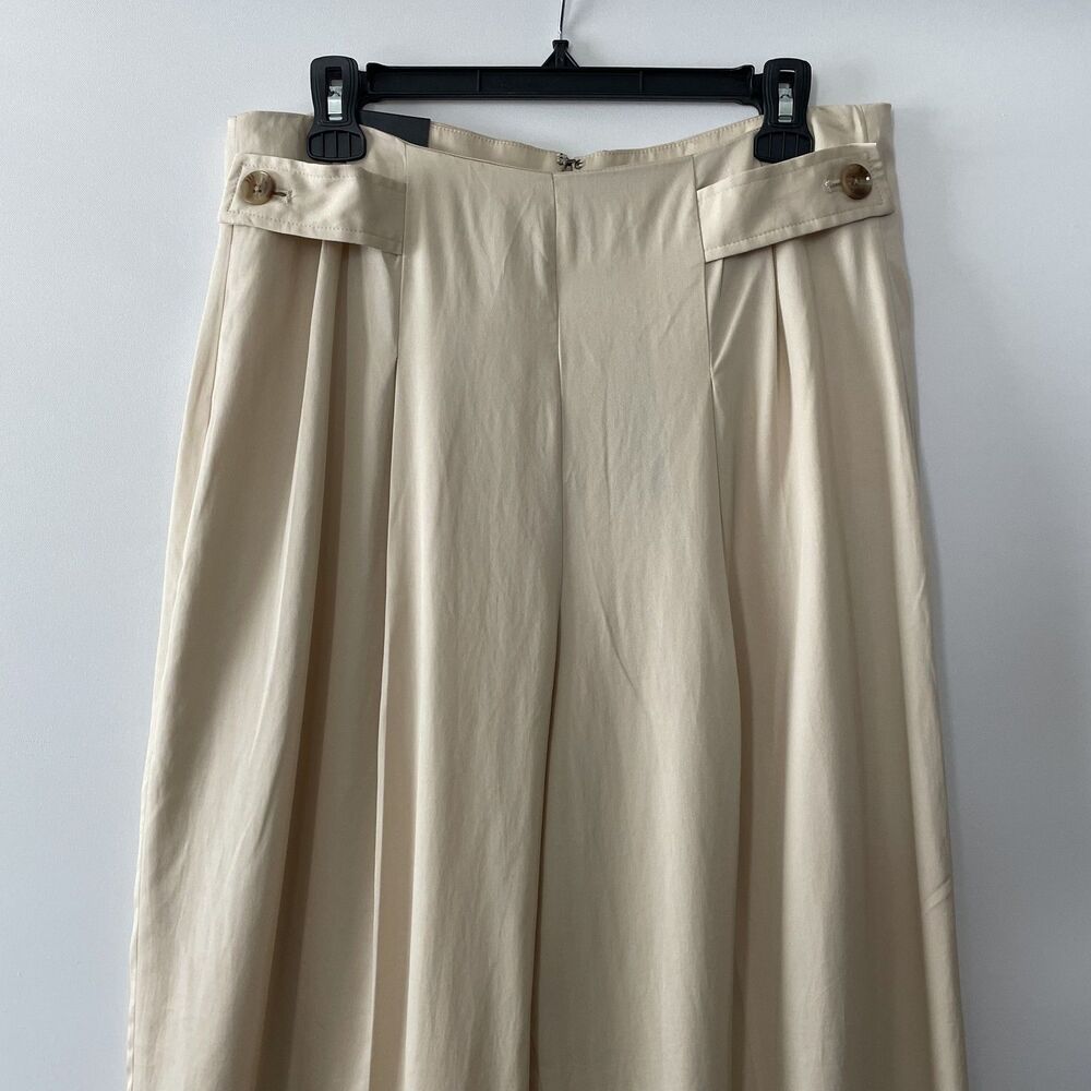 NWT Banana Republic Wide Leg Pleated Tencel Lyocell Pants Beige Size 10 - Picture 3 of 12
